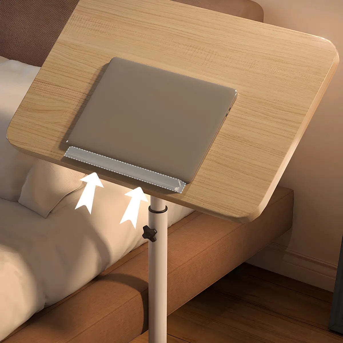 Adjustable Wood T-Shape Small Standing Desk with Casters