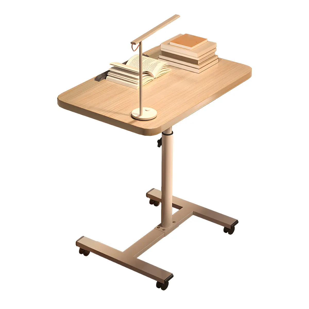 Adjustable Wood T-Shape Small Standing Desk with Casters