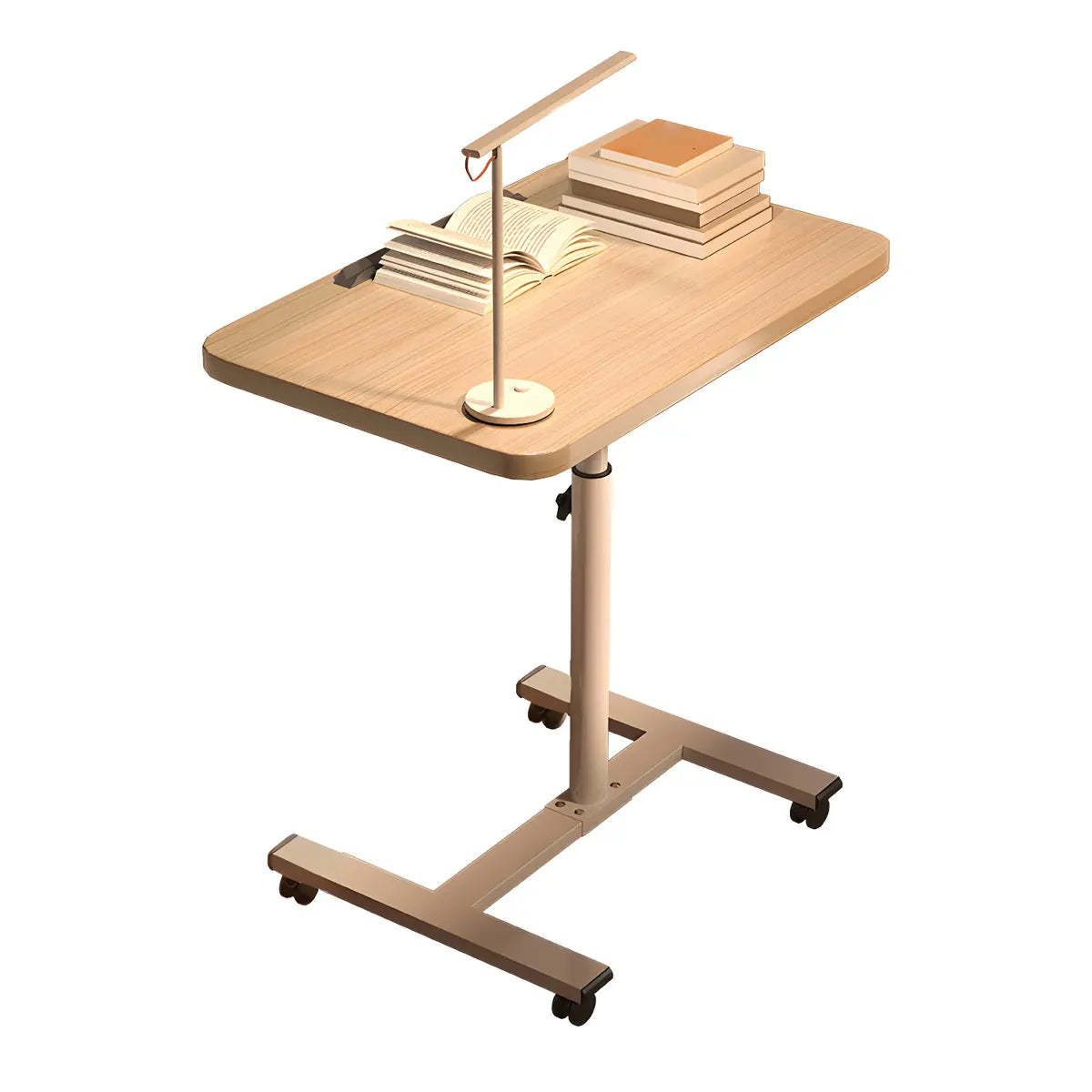 Adjustable Wood T-Shape Small Standing Desk with Casters
