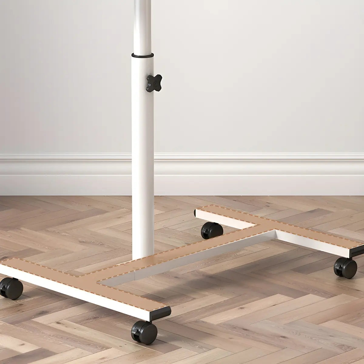 Adjustable Wood T-Shape Small Standing Desk with Casters