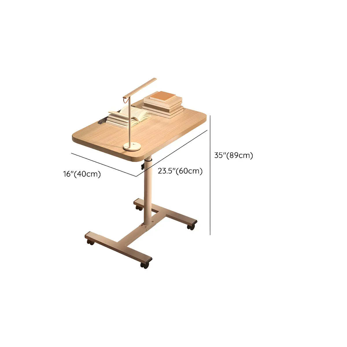 Adjustable Wood T-Shape Small Standing Desk with Casters