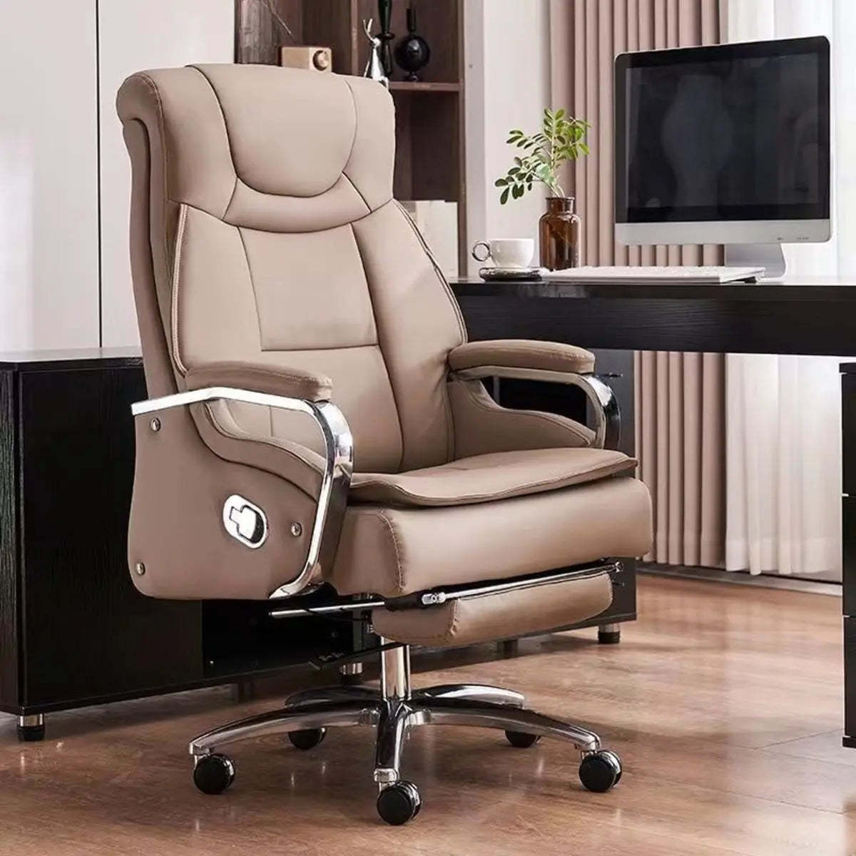 Adjustable Executive Office Chair with Armrests — Black