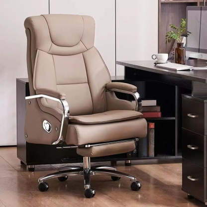 Adjustable Executive Office Chair with Armrests — Light Gray