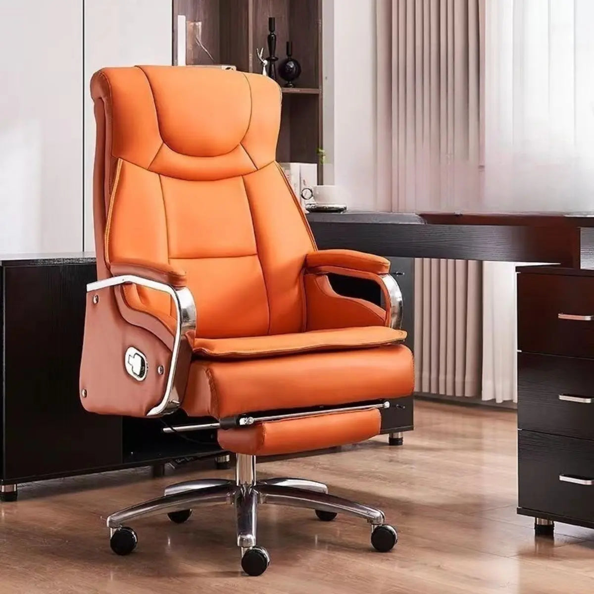 Adjustable Executive Office Chair with Armrests — Orange