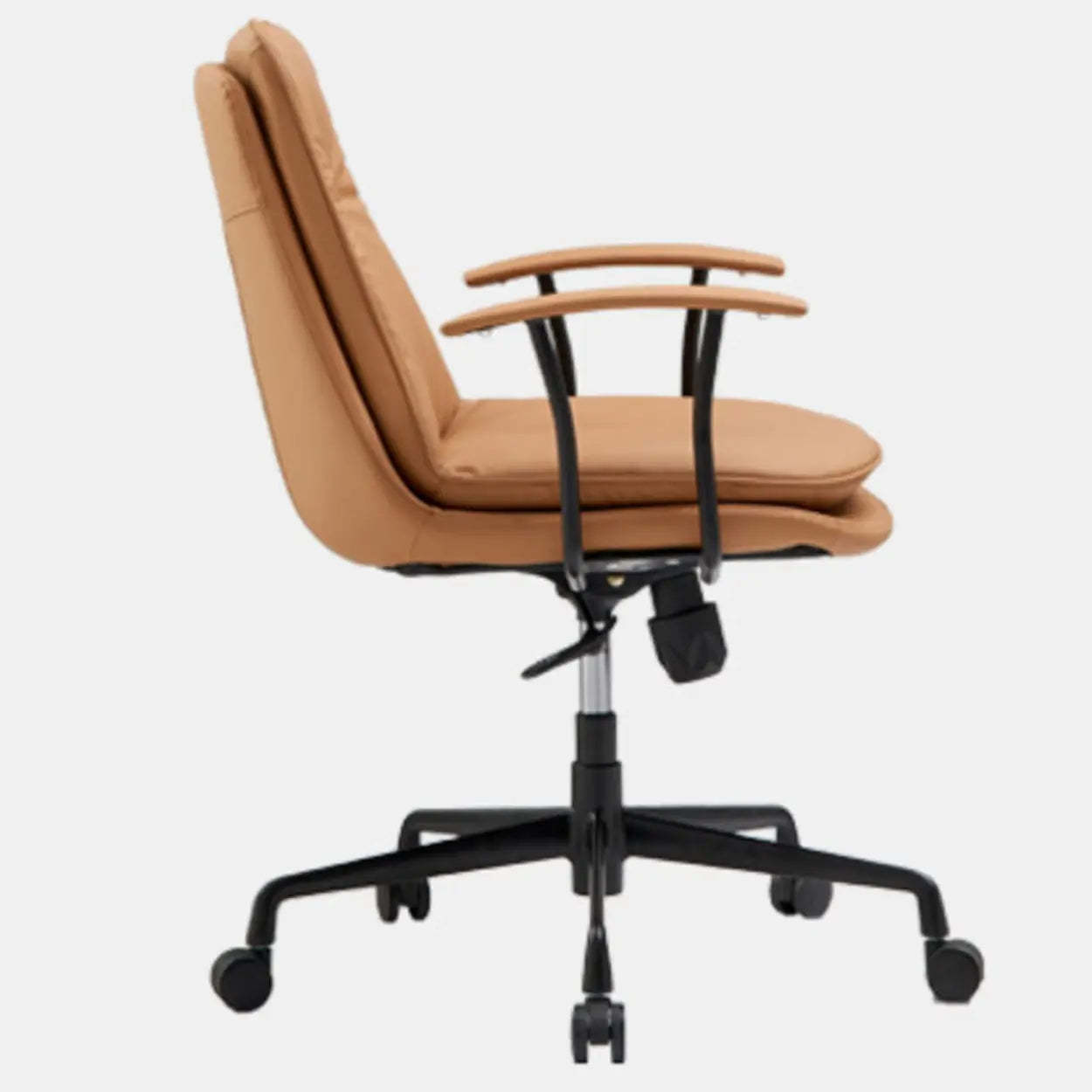 Adjustable Cream Ergonomic Leather Office Chair with Arms