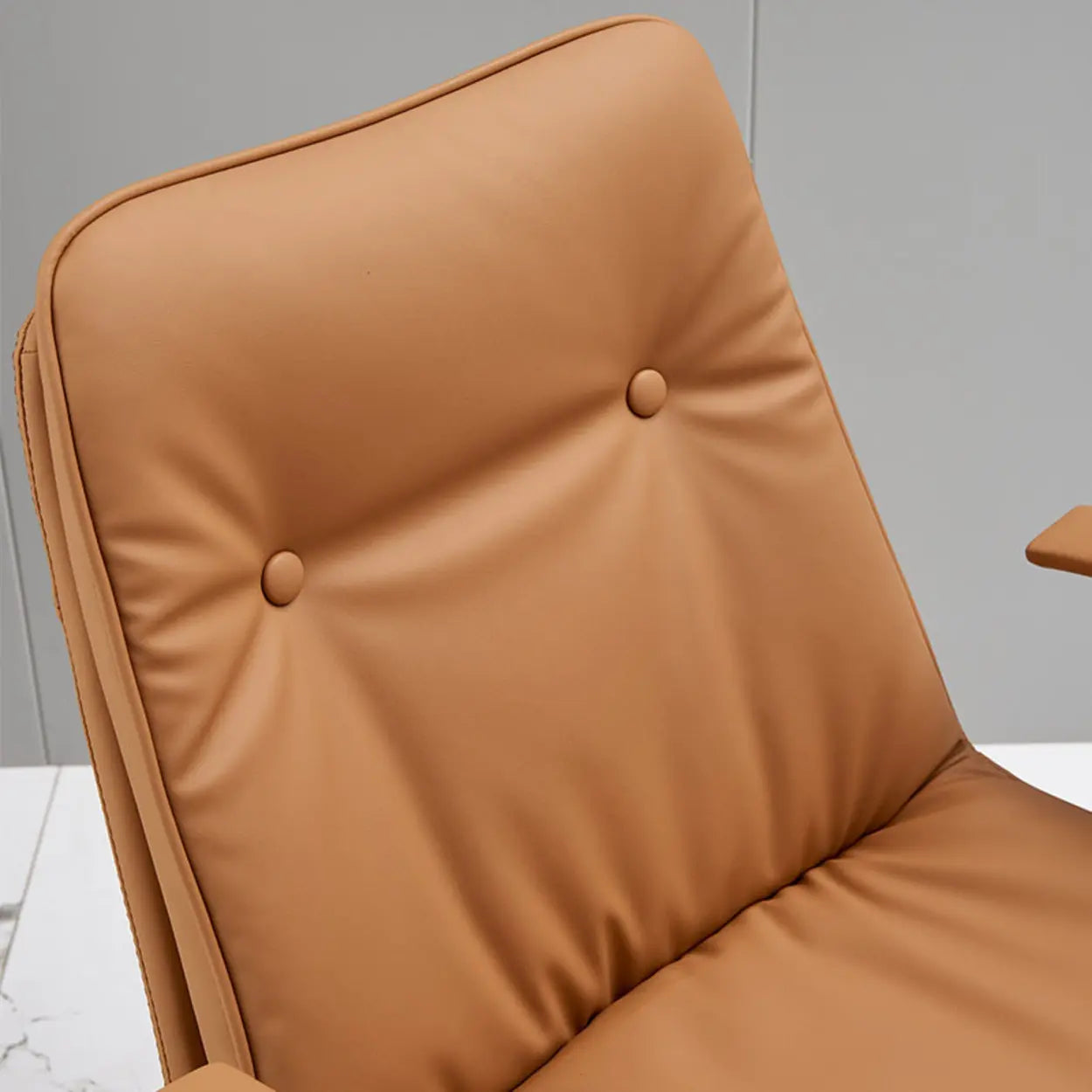 Adjustable Cream Ergonomic Leather Office Chair with Arms — White-Gold / Faux Leather