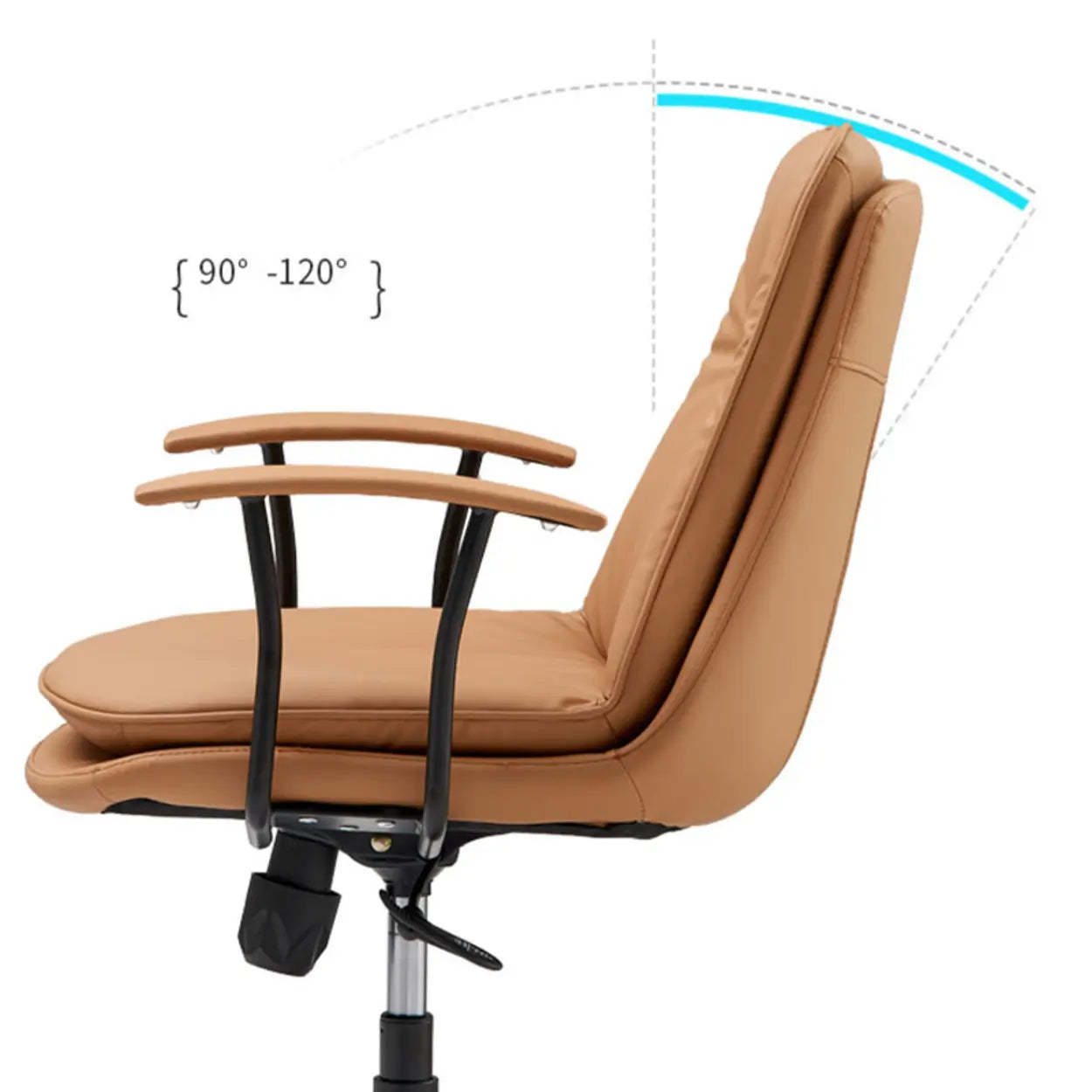 Adjustable Cream Ergonomic Leather Office Chair with Arms