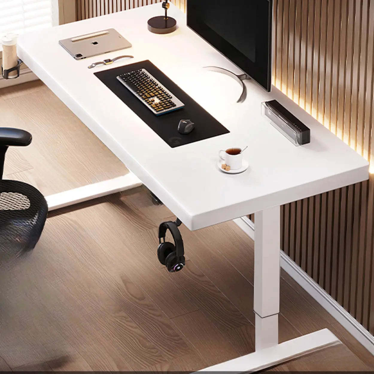 Lighom modern dark desk black desks — 39" L x 24" W x 46" H / White / White
