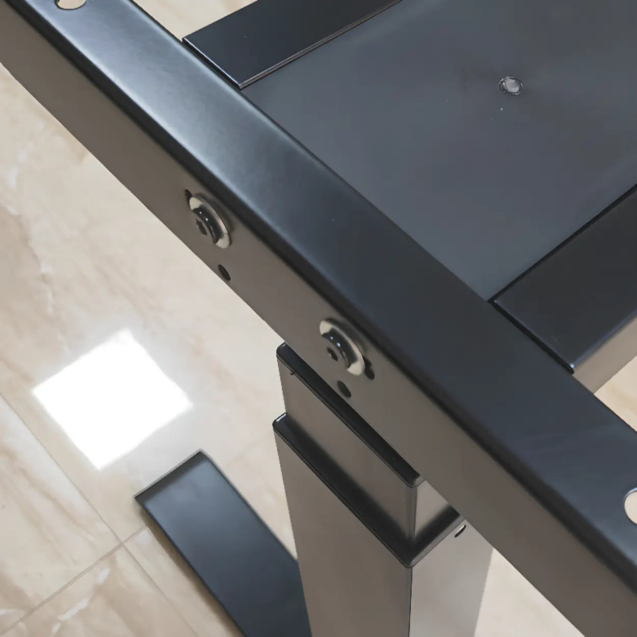 Adjustable Dark Walnut-Black T-Shape Computer Desk — White / Table Only