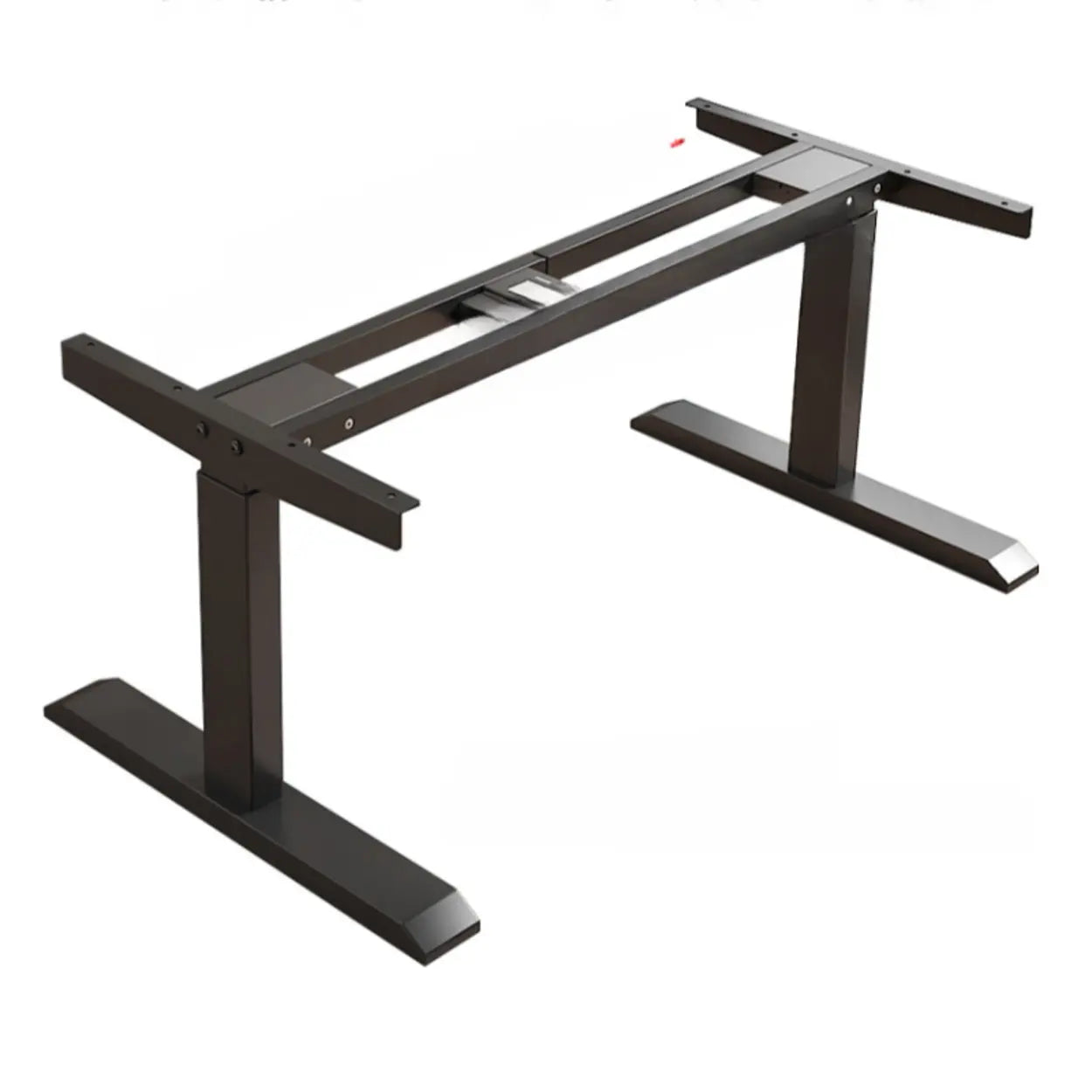 Adjustable Dark Walnut-Black T-Shape Computer Desk — White / Table Only