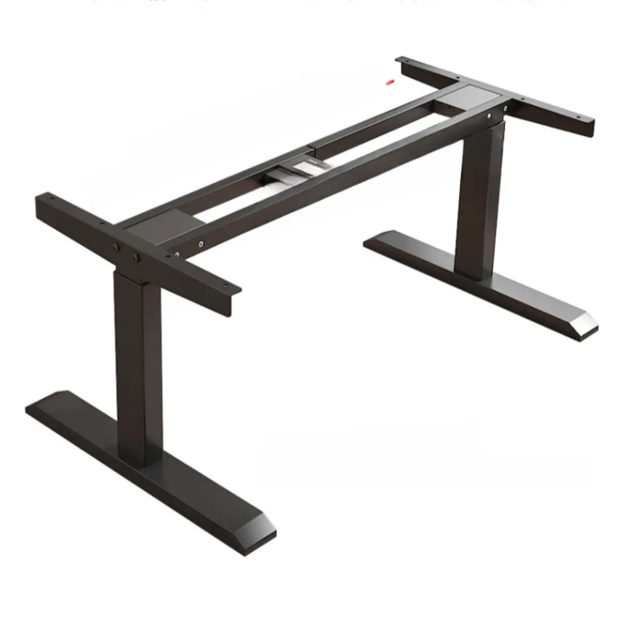 Adjustable Dark Walnut-Black T-Shape Computer Desk — White / Table Only