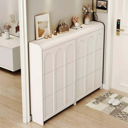 White Drop-Front Shoe Storage Cabinet