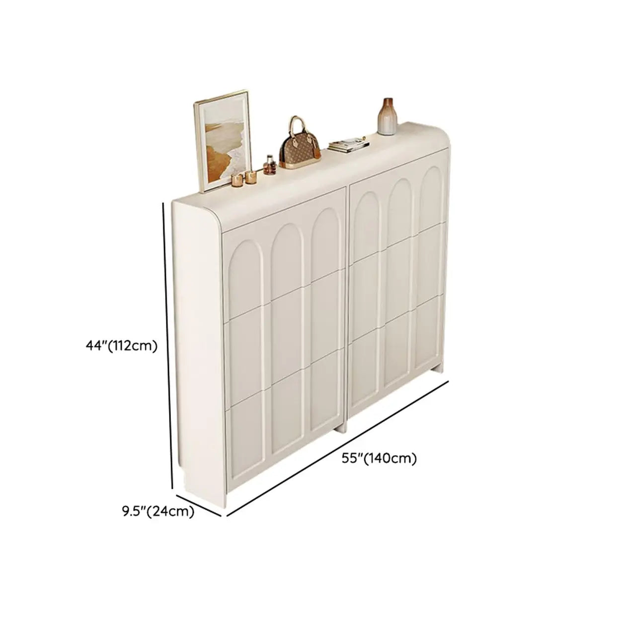 White Drop-Front Shoe Storage Cabinet