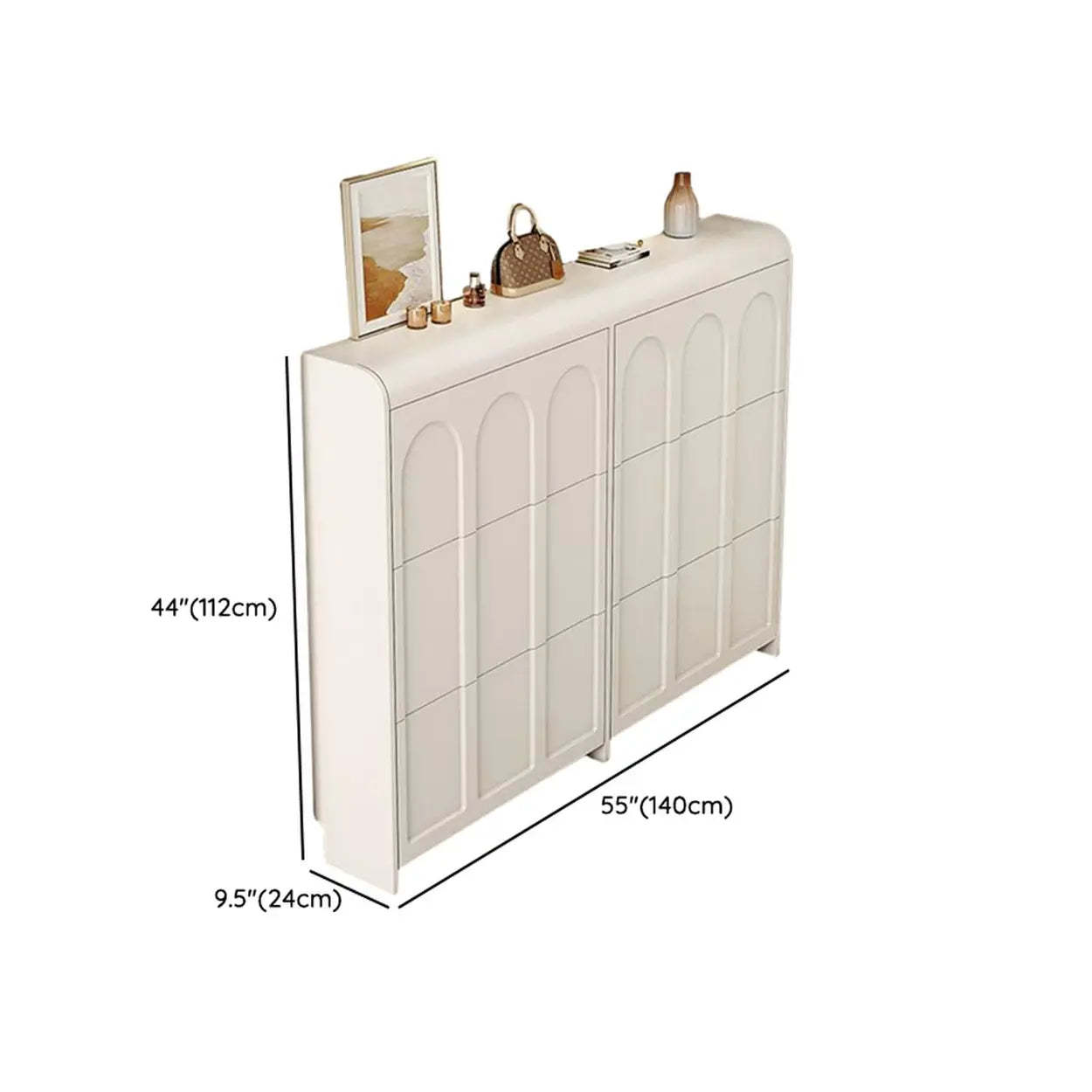 White Drop-Front Shoe Storage Cabinet