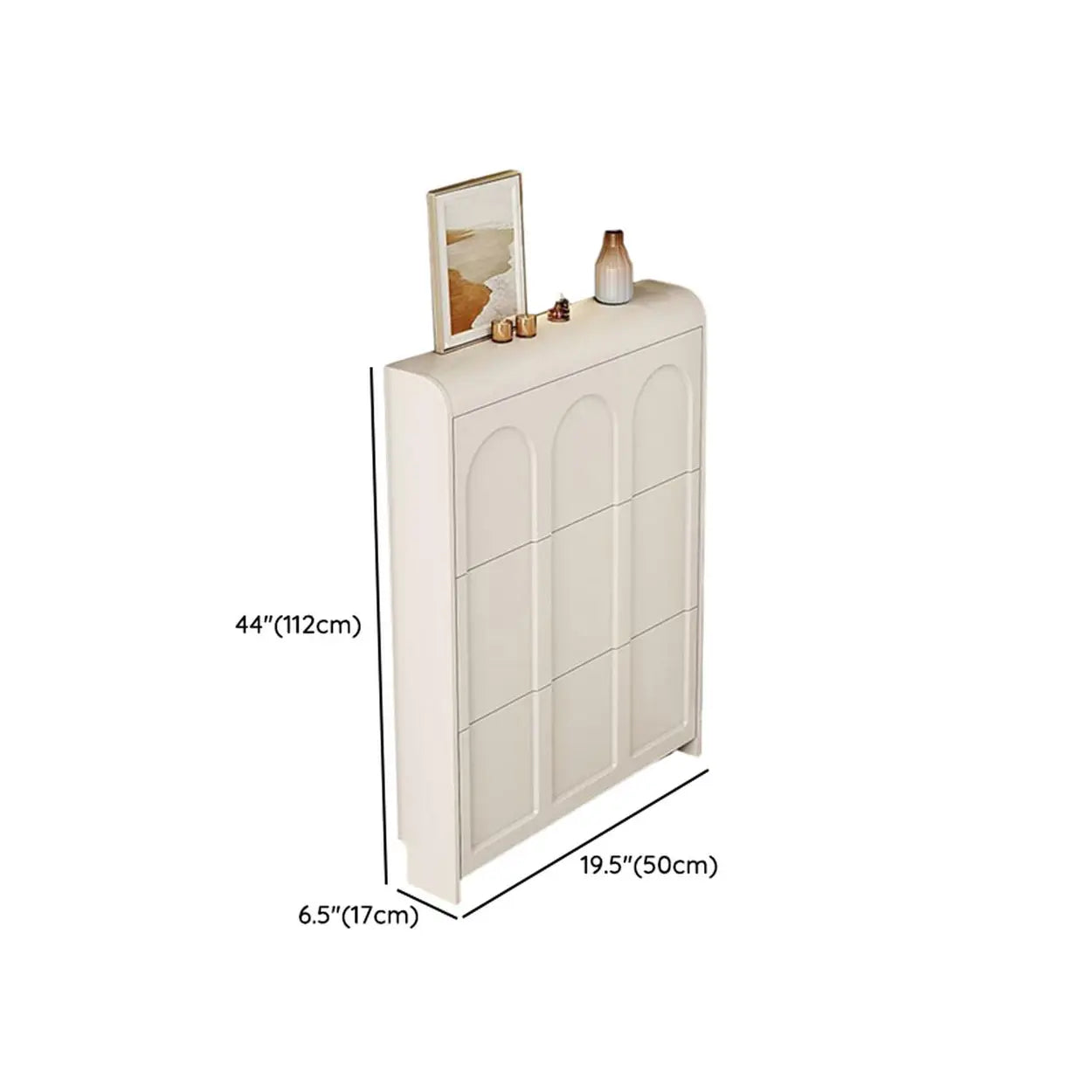 White Drop-Front Shoe Storage Cabinet