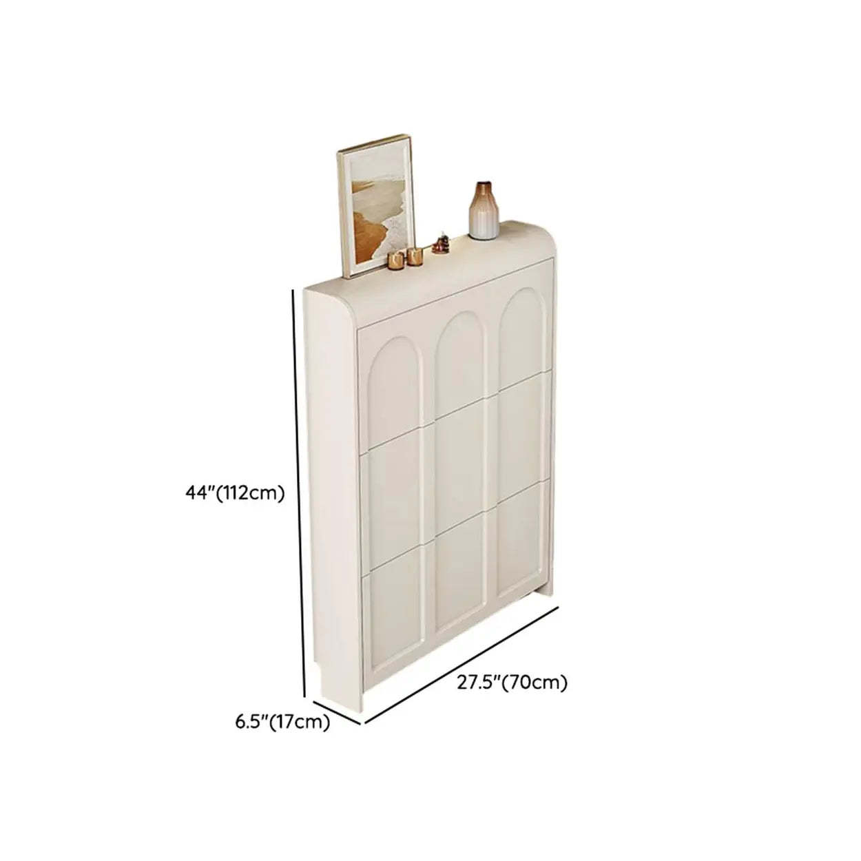 White Drop-Front Shoe Storage Cabinet