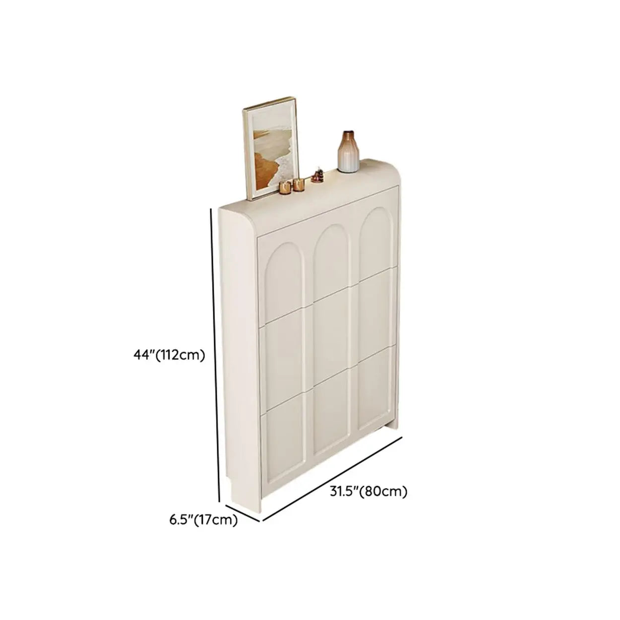 White Drop-Front Shoe Storage Cabinet