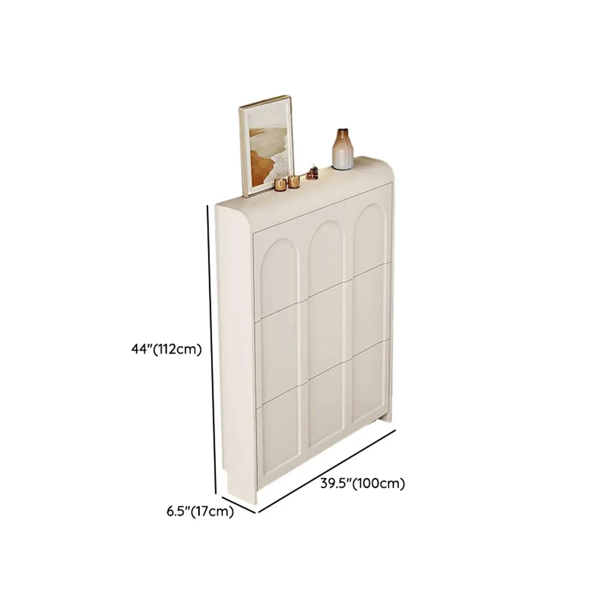 White Drop-Front Shoe Storage Cabinet