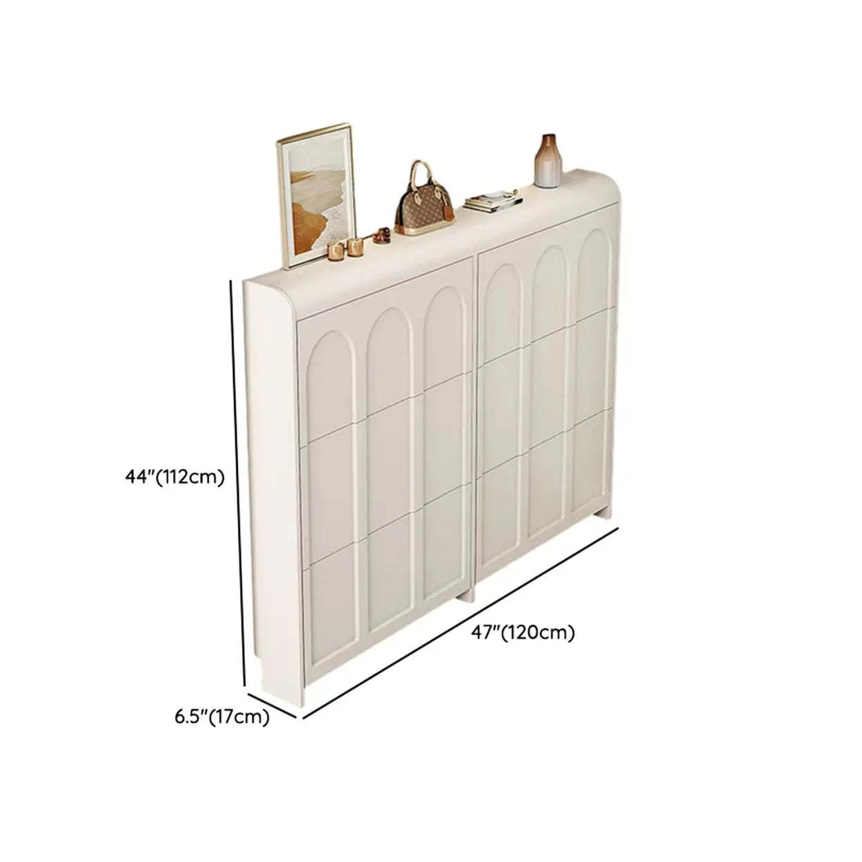 White Drop-Front Shoe Storage Cabinet