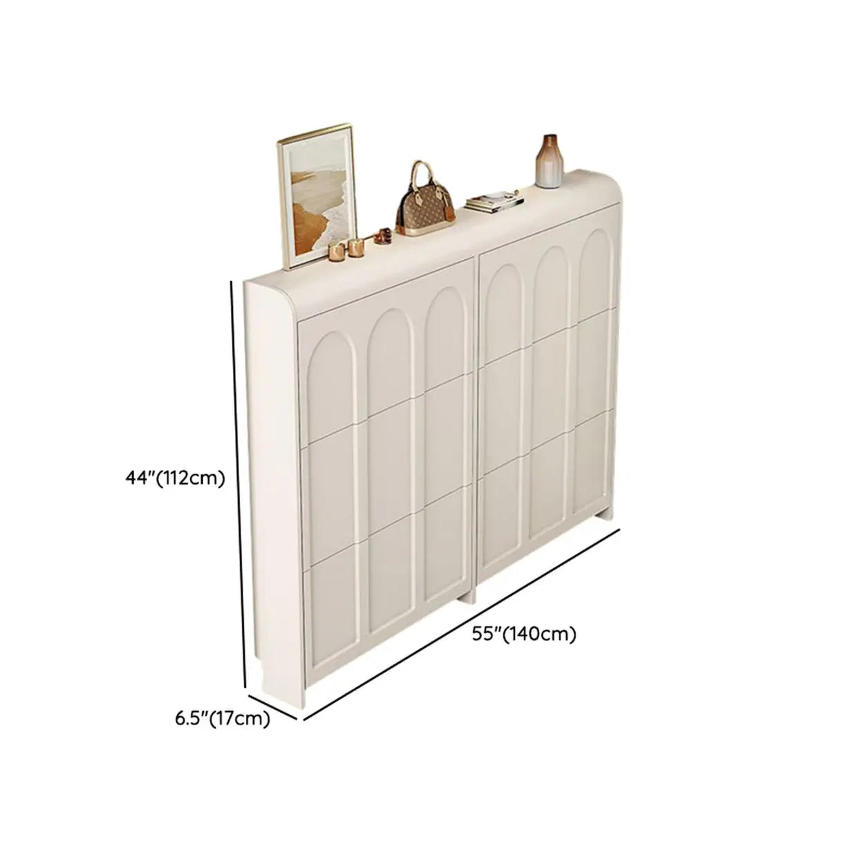 White Drop-Front Shoe Storage Cabinet