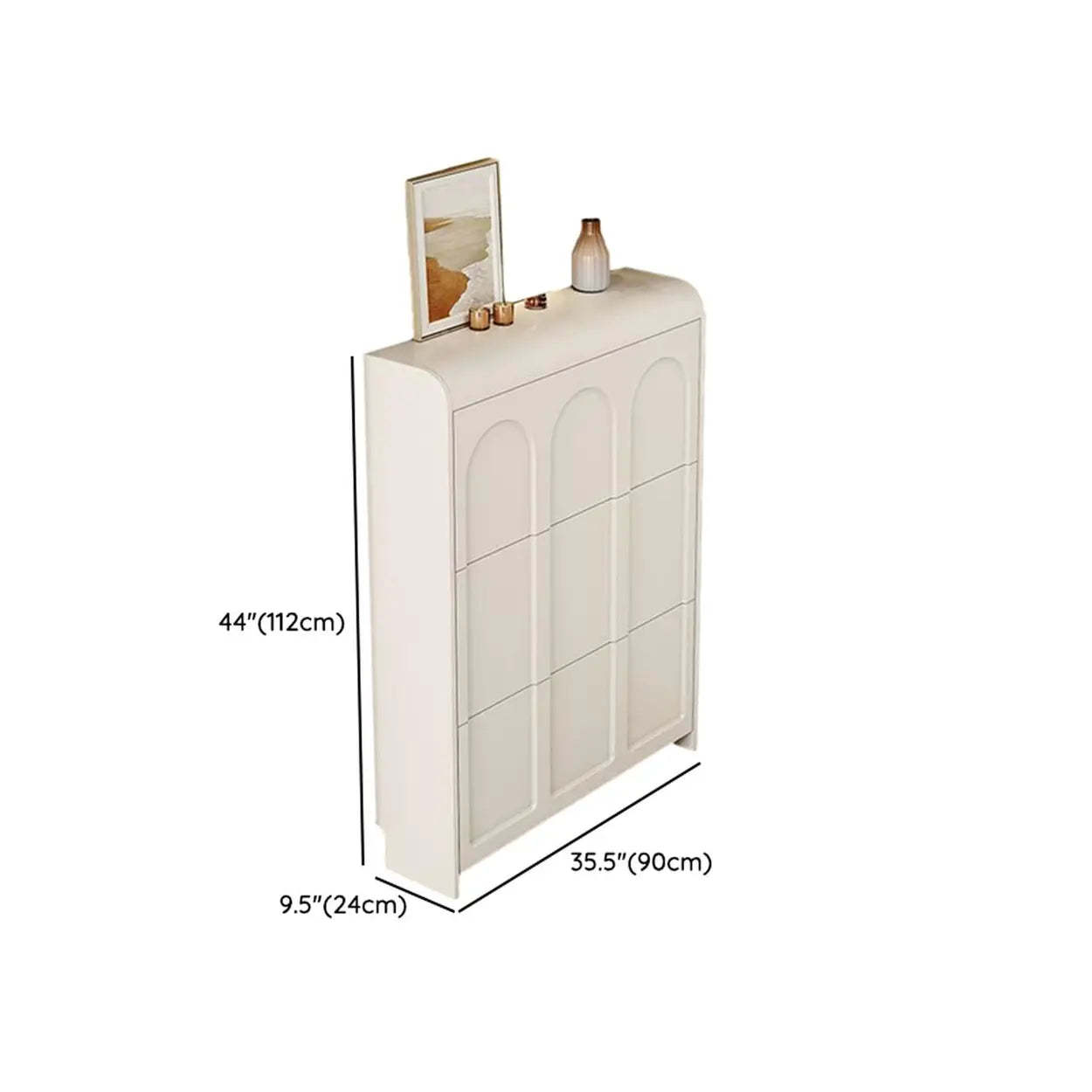 White Drop-Front Shoe Storage Cabinet