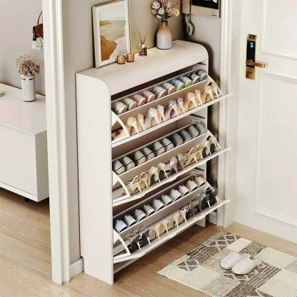 White Drop-Front Shoe Storage Cabinet