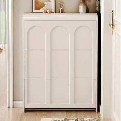 White Drop-Front Shoe Storage Cabinet