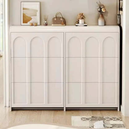 White Drop-Front Shoe Storage Cabinet