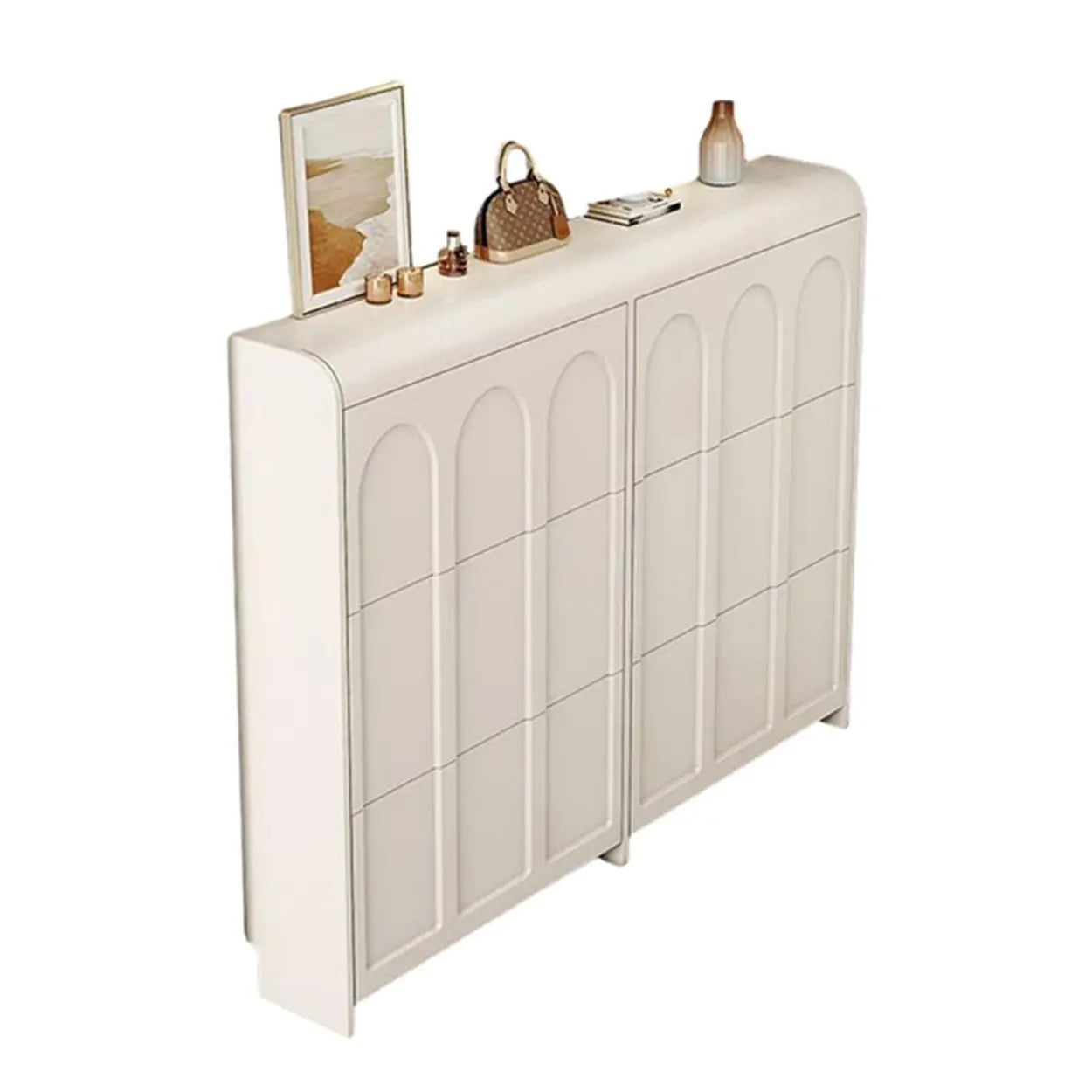 White Drop-Front Shoe Storage Cabinet