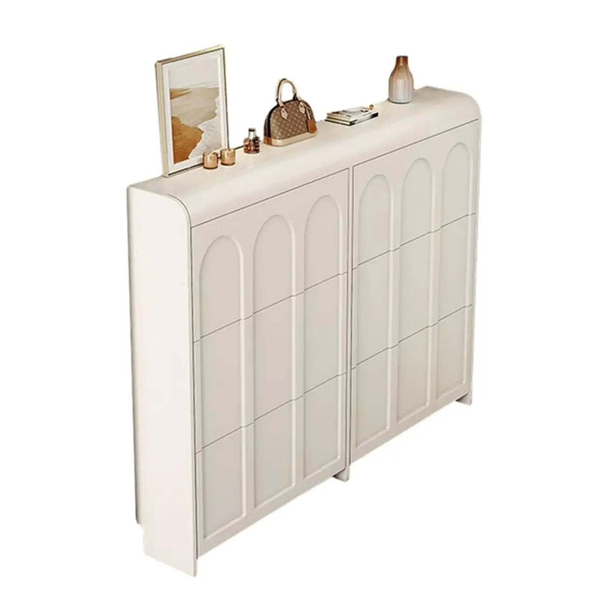 White Drop-Front Shoe Storage Cabinet