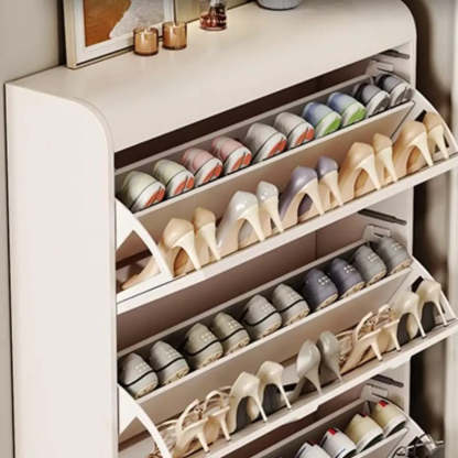 White Drop-Front Shoe Storage Cabinet