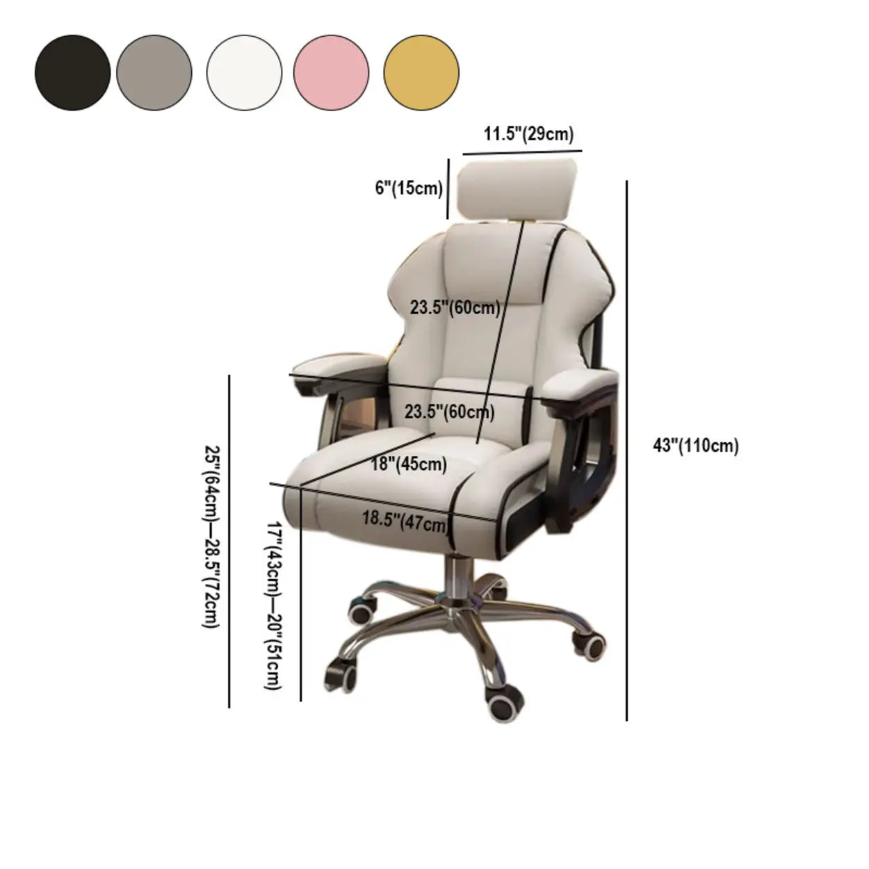 Adjustable Ergonomic Cream Leather Office Chair