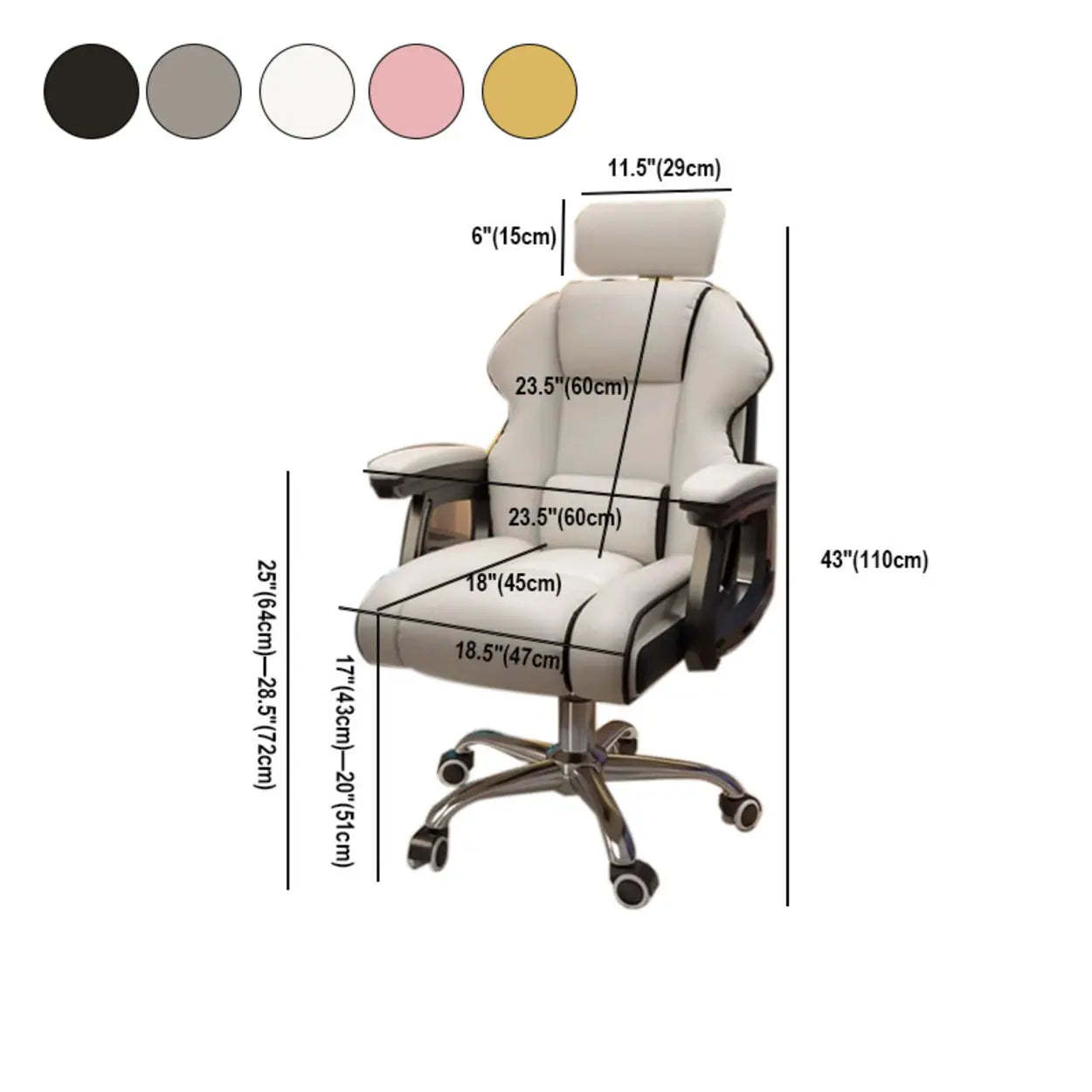 Adjustable Ergonomic Cream Leather Office Chair