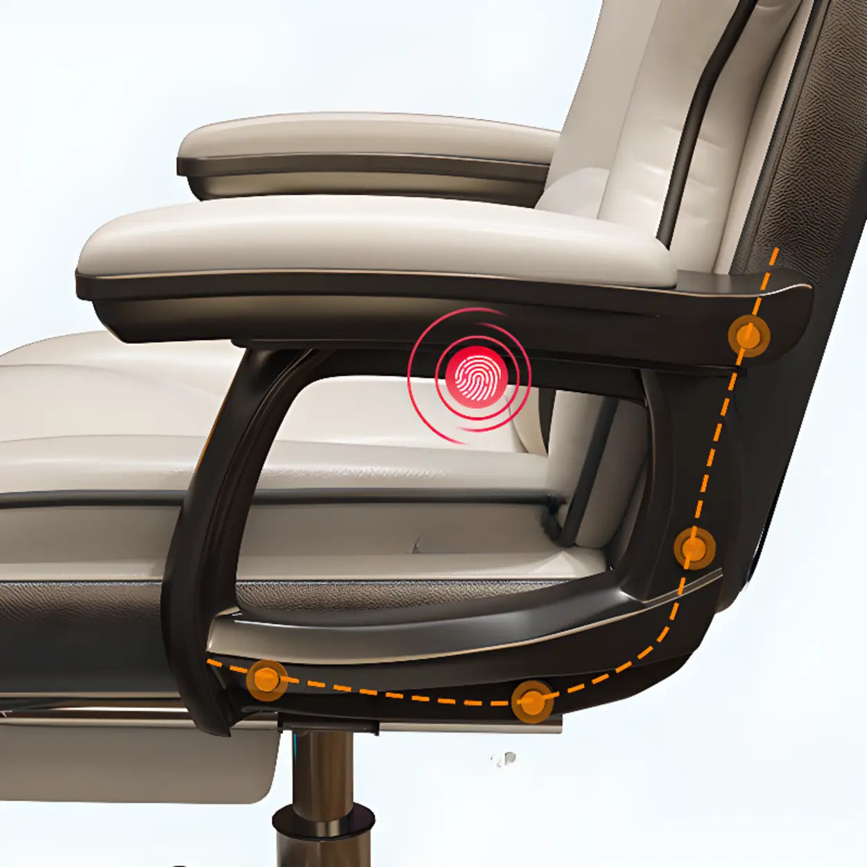 Adjustable Ergonomic Cream Leather Office Chair — White / With Footrest / Latex