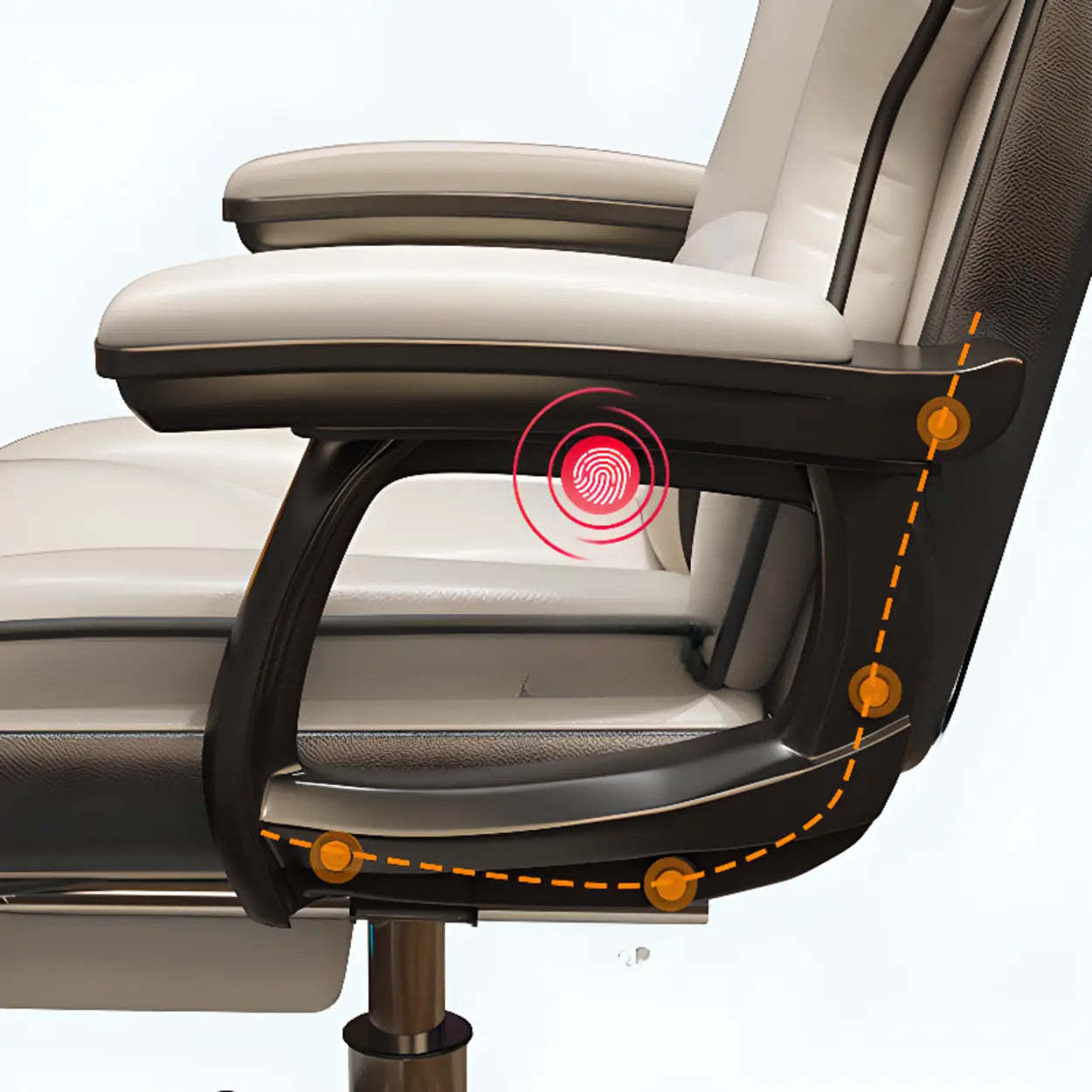 Adjustable Ergonomic Cream Leather Office Chair — White / With Footrest / Latex