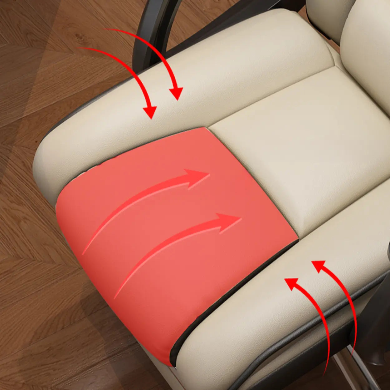 Adjustable Ergonomic Cream Leather Office Chair — Pink / With Footrest / Sponge