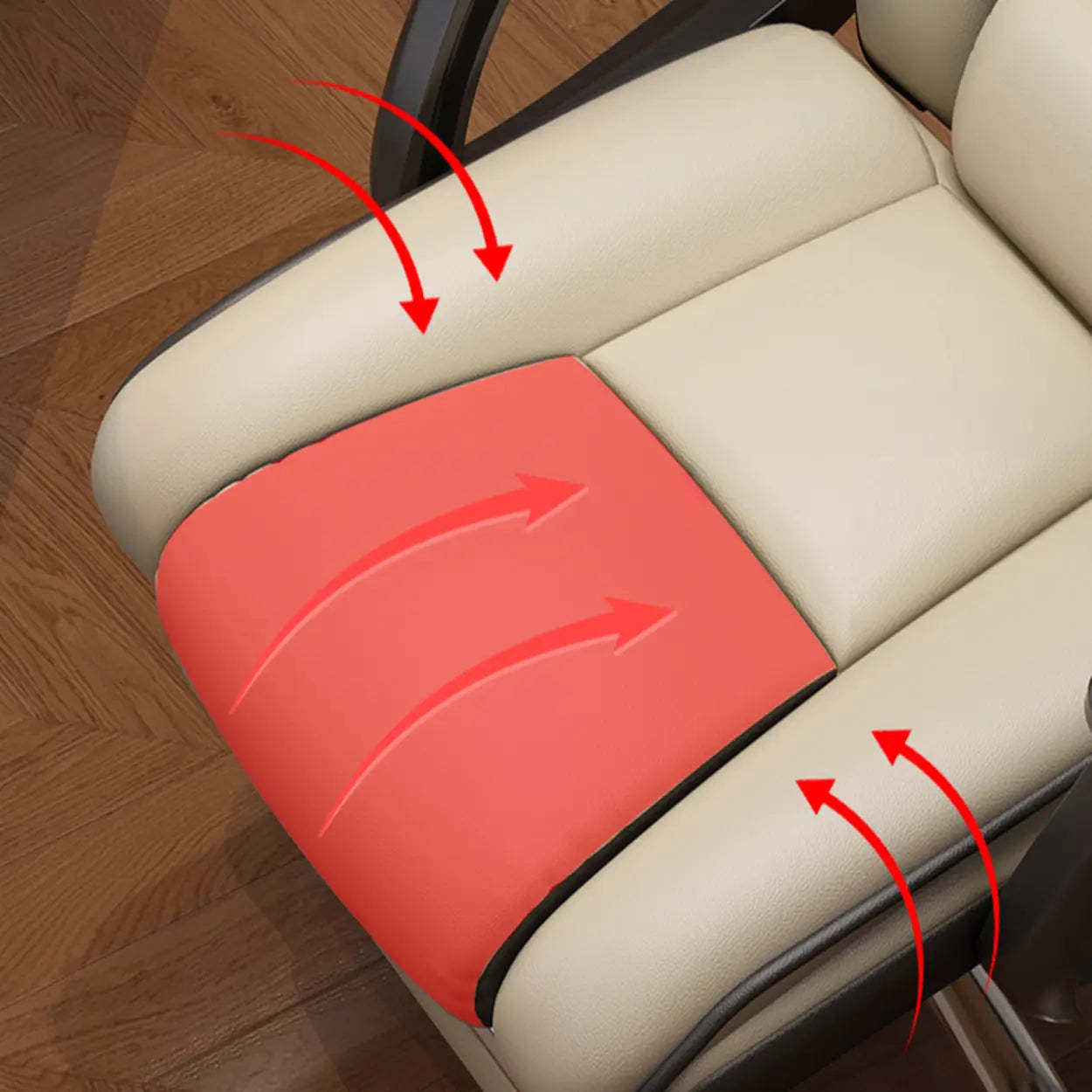 Adjustable Ergonomic Cream Leather Office Chair — Pink / With Footrest / Sponge