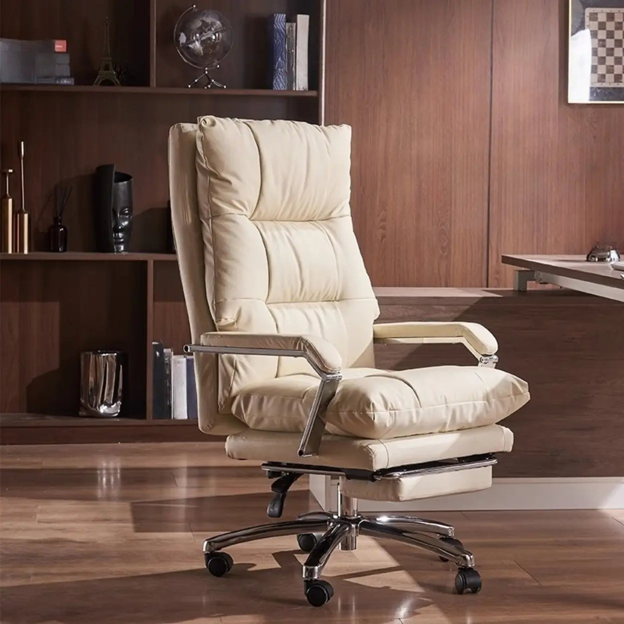 Adjustable Ergonomic Orange Leather Office Chair — Cattlehide / Orange