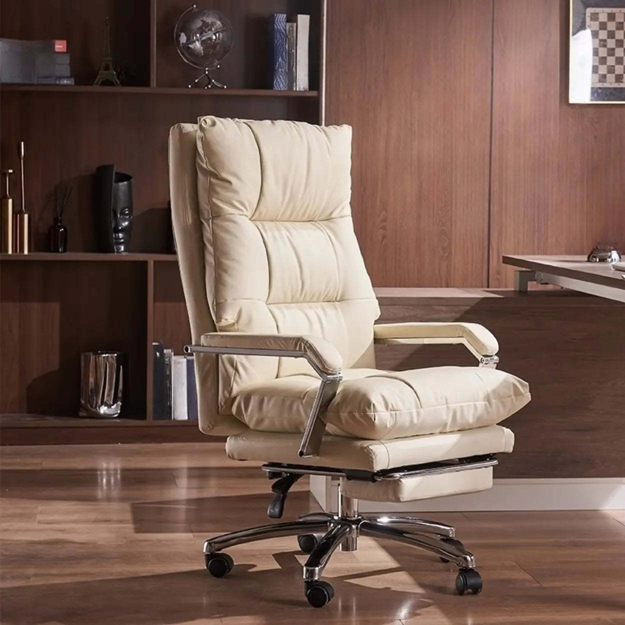 Adjustable Ergonomic Orange Leather Office Chair — Cattlehide / Orange