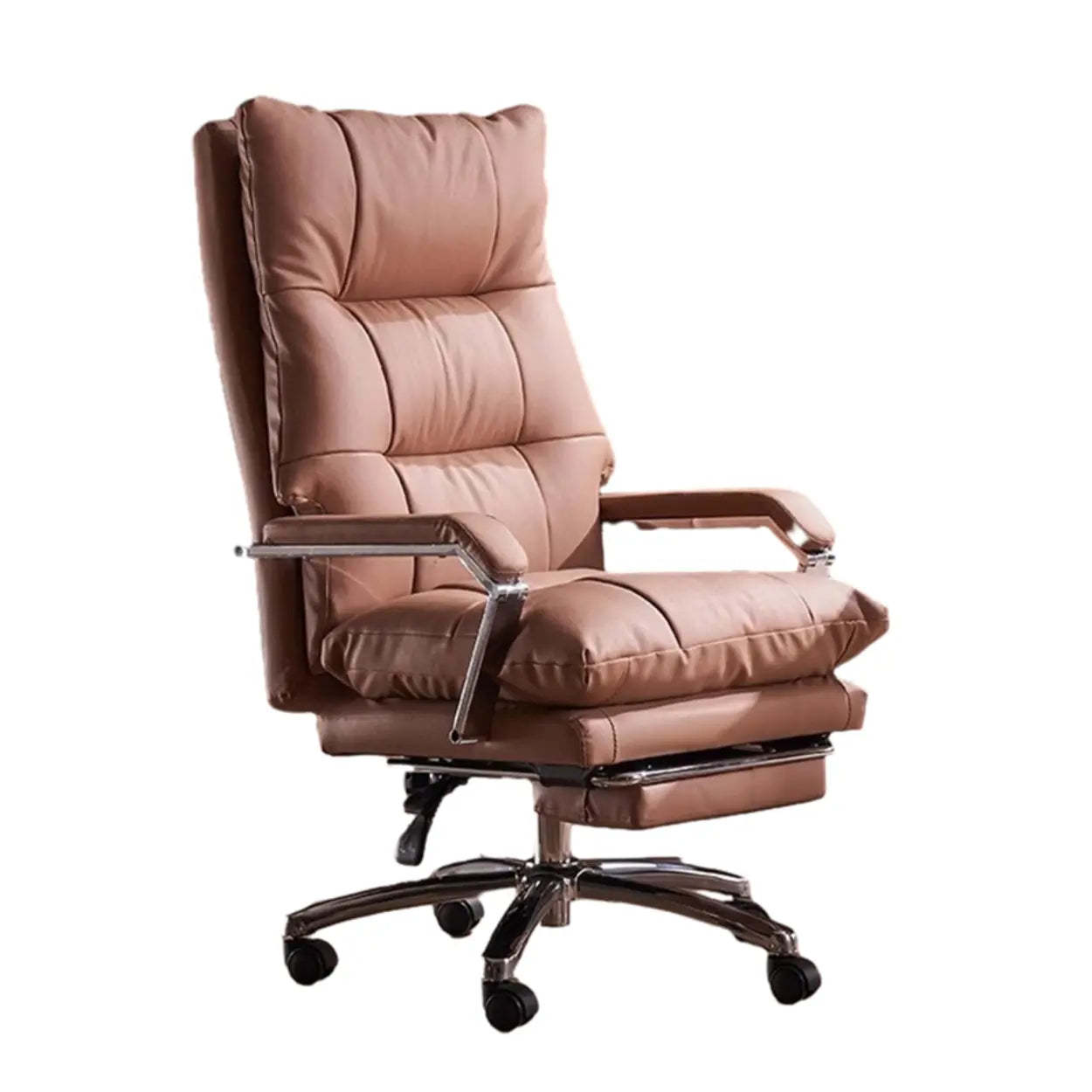 Adjustable Ergonomic Orange Leather Office Chair — Microfiber Leather / Black