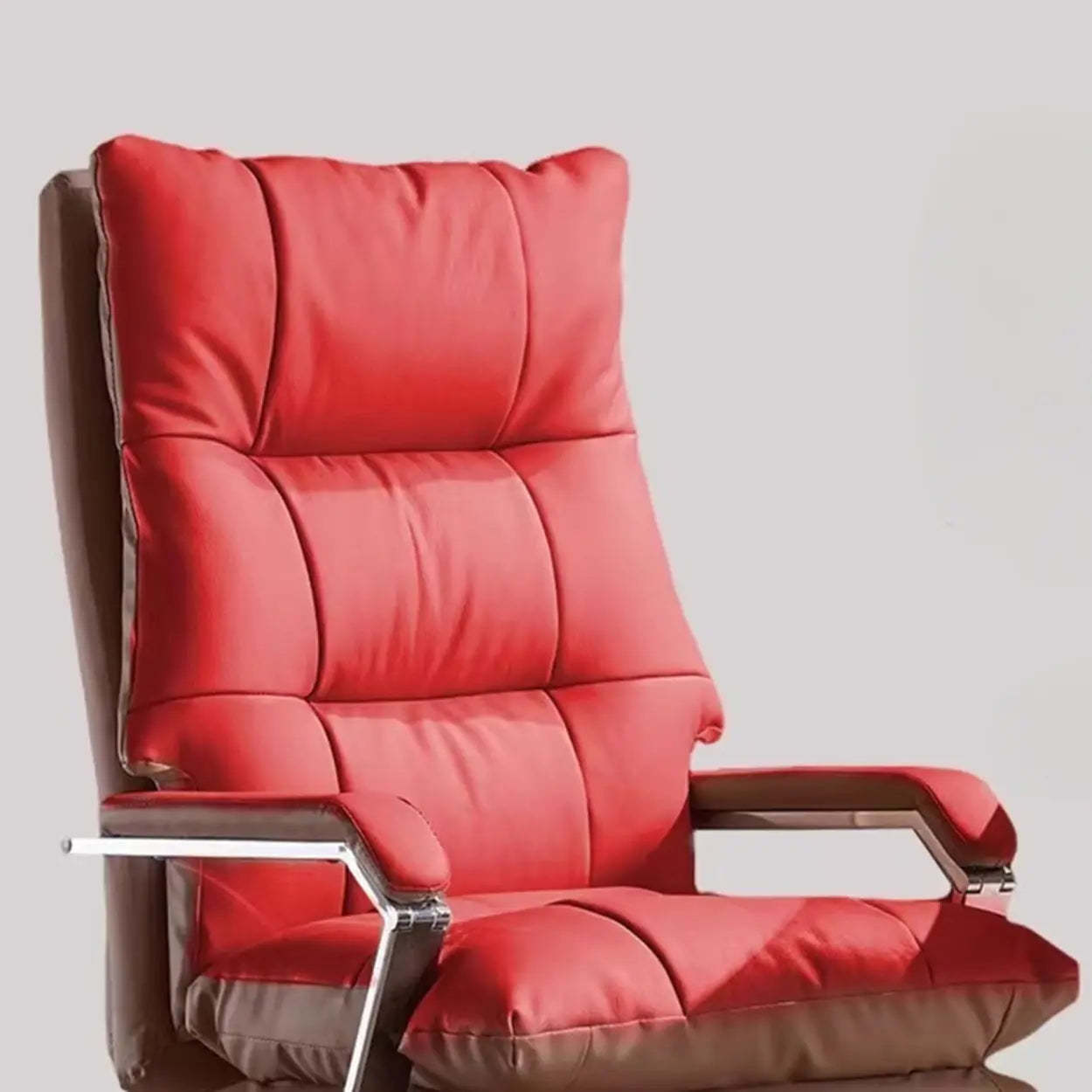 Adjustable Ergonomic Orange Leather Office Chair — Microfiber Leather / White