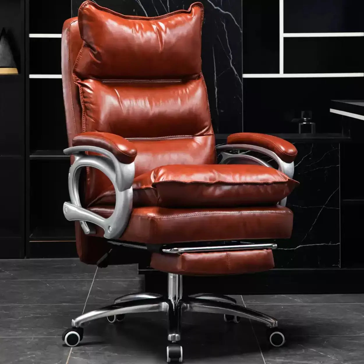 Adjustable Leather Swivel Recliner Office Chair