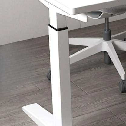 Adjustable Ergonomic White Wood T-Shape Computer Desk — Natural / Without Chairs