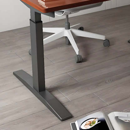 Adjustable Ergonomic White Wood T-Shape Computer Desk — White / Without Chairs