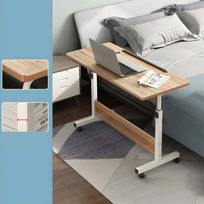 Adjustable Foldable White Wood Rectangular Standing Desk — Oak / Without Chairs