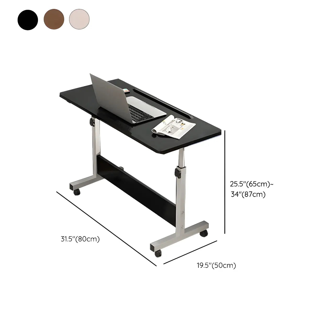 Adjustable Foldable White Wood Rectangular Standing Desk