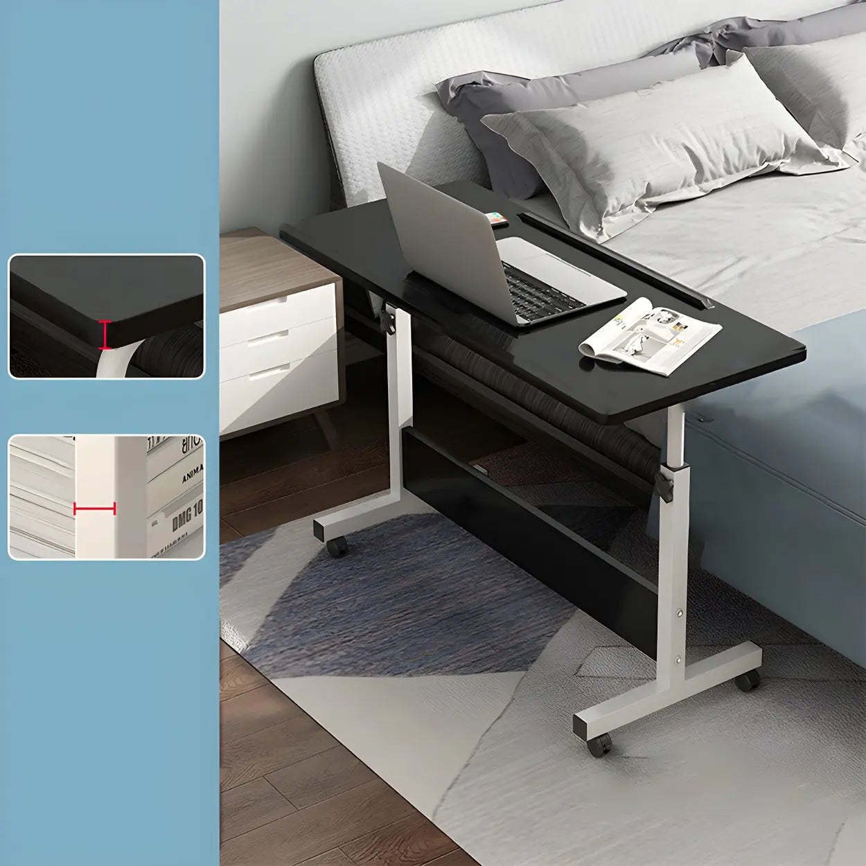 Lighom modern rectangular desk wood desks — 31" L x 20" W x 34" H / Black