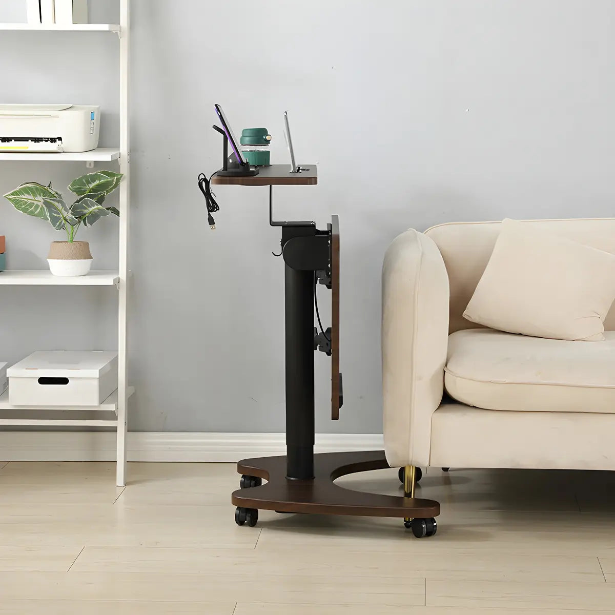 Adjustable Foldable Small White Wood Standing Desk — White / Without Keyboard Tray / Without Chairs