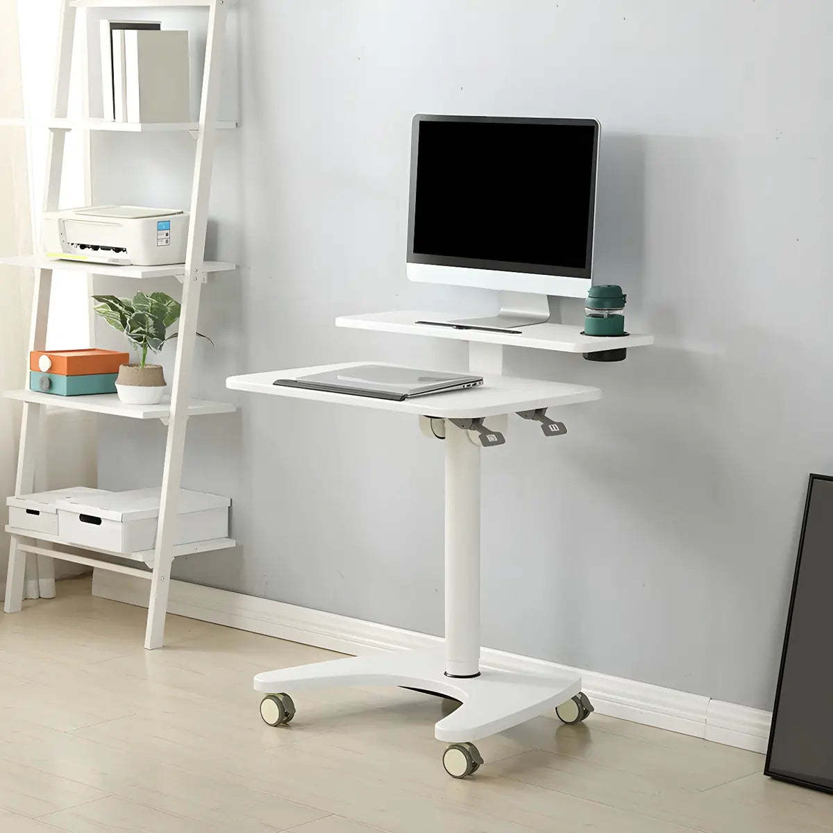 Adjustable Foldable Small White Wood Standing Desk