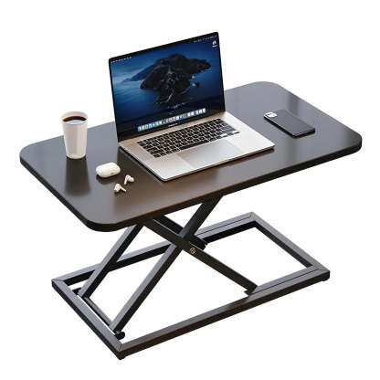 Adjustable Black Wood Folding Trestle Standing Desk